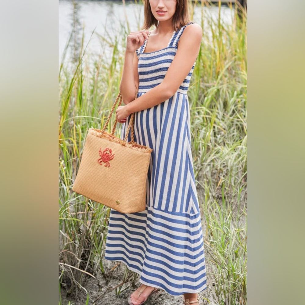 Spartina 449 MARIELLE MIDI DRESS SEA BLUE STRIP